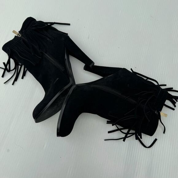 Colin Stuart genuine leather suede fringe bootie black size 8.5 - Picture 3 of 9